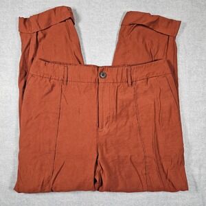 A New Day Womens Rust Orange Tapered Ankle Trousers Elastic Back Size 14